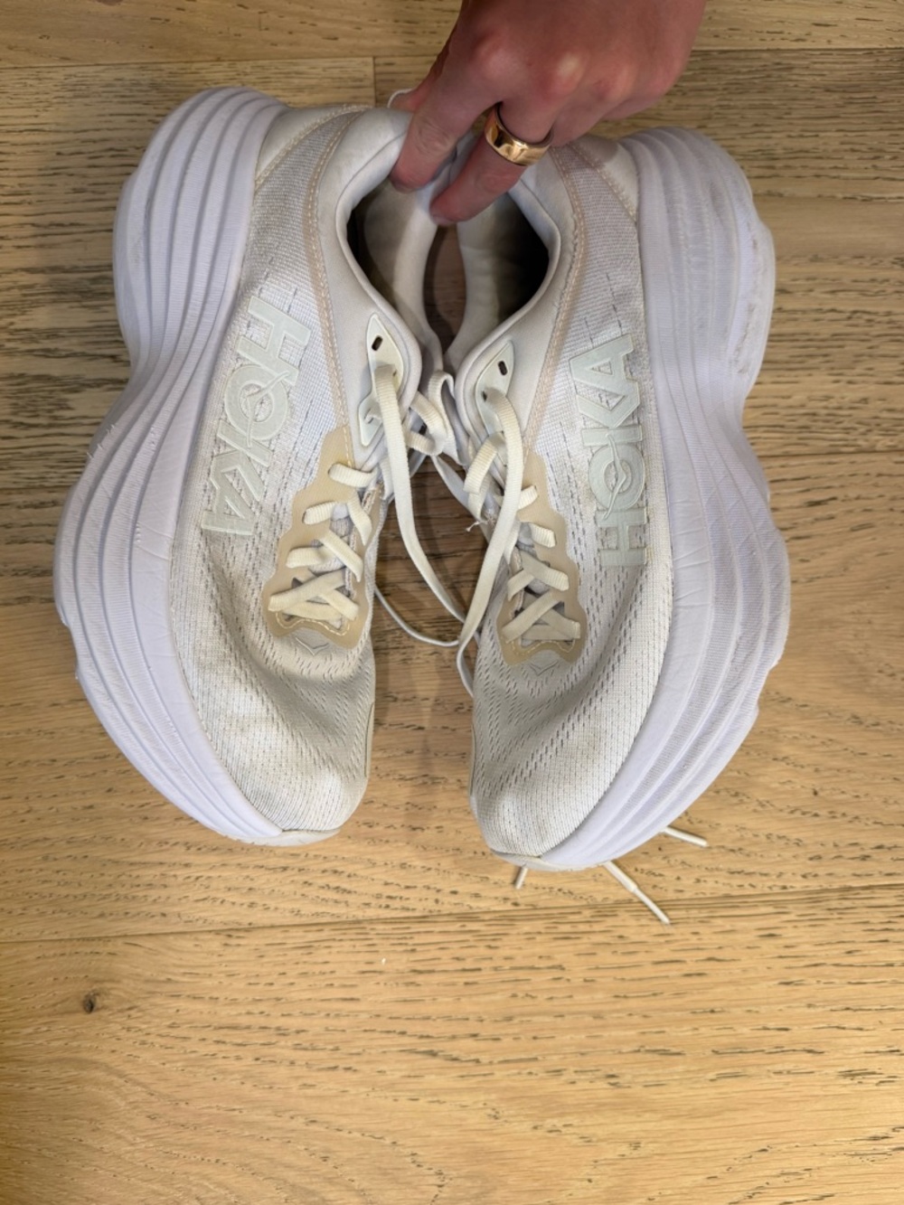 Hoka Women's White/Cream Lightweight Running Shoes